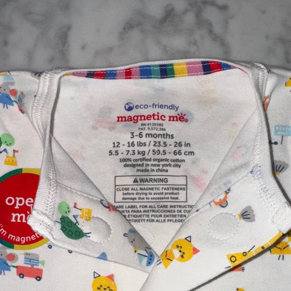NWT MAGNETIC ME ORGANIC COTTON FUN FOOTIE 3/6M - Picture 2 of 3